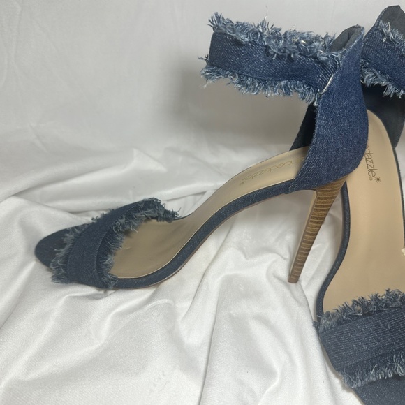 Retro Sexy Denim Fringe High Stiletto Heels Open Pointed Toe Sandals Sz 11 - Picture 7 of 12